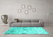 Machine Washable Abstract Turquoise Contemporary Area Rugs in a Living Room,, wshcon833turq