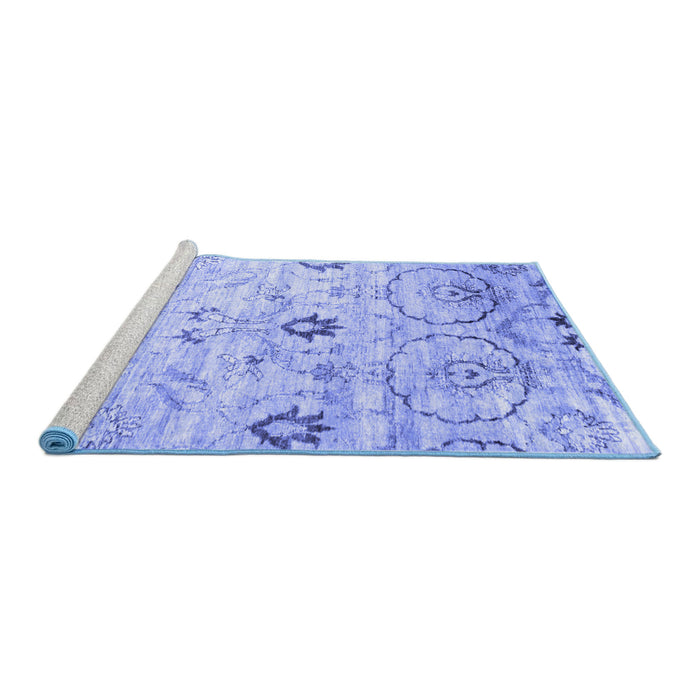Sideview of Machine Washable Abstract Blue Contemporary Rug, wshcon833blu