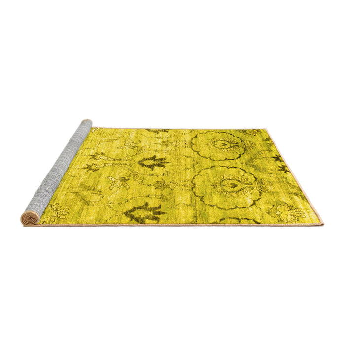 Sideview of Machine Washable Abstract Yellow Contemporary Rug, wshcon833yw