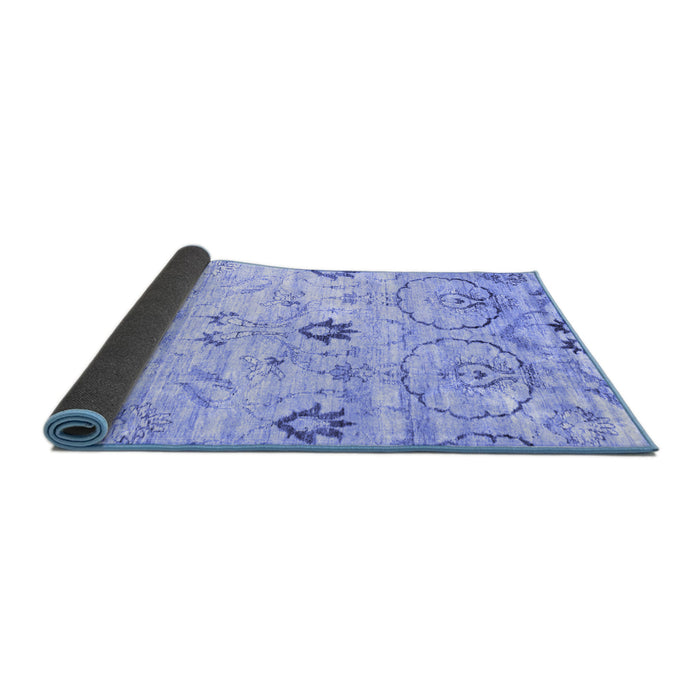 Sideview of Abstract Blue Contemporary Rug, con833blu