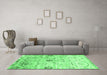 Machine Washable Abstract Emerald Green Contemporary Area Rugs in a Living Room,, wshcon833emgrn