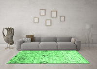 Machine Washable Abstract Emerald Green Contemporary Rug, wshcon833emgrn
