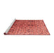 Serging Thickness of Machine Washable Contemporary Red Rug, wshcon834