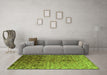 Machine Washable Abstract Green Contemporary Area Rugs in a Living Room,, wshcon834grn