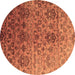 Round Machine Washable Abstract Brown Contemporary Rug, wshcon834brn