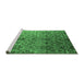 Sideview of Machine Washable Abstract Emerald Green Contemporary Area Rugs, wshcon834emgrn