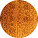 Round Abstract Yellow Contemporary Rug, con834yw