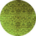 Machine Washable Abstract Green Contemporary Area Rugs, wshcon834grn