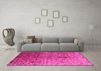 Machine Washable Abstract Pink Contemporary Rug, wshcon834pnk