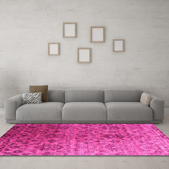 Machine Washable Abstract Pink Contemporary Rug in a Living Room, wshcon834pnk