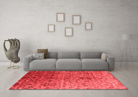 Machine Washable Abstract Red Contemporary Rug, wshcon834red