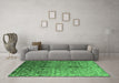 Machine Washable Abstract Emerald Green Contemporary Area Rugs in a Living Room,, wshcon834emgrn