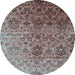 Round Abstract Light Blue Contemporary Rug, con834lblu