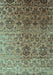 Machine Washable Abstract Turquoise Contemporary Area Rugs, wshcon834turq