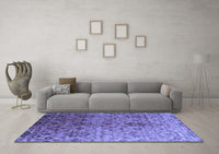 Machine Washable Abstract Blue Contemporary Rug, wshcon834blu