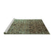 Sideview of Machine Washable Abstract Turquoise Contemporary Area Rugs, wshcon834turq