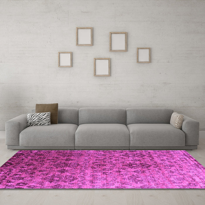 Machine Washable Abstract Purple Contemporary Area Rugs in a Living Room, wshcon834pur