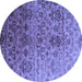 Round Abstract Blue Contemporary Rug, con834blu