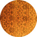Round Machine Washable Abstract Yellow Contemporary Rug, wshcon834yw