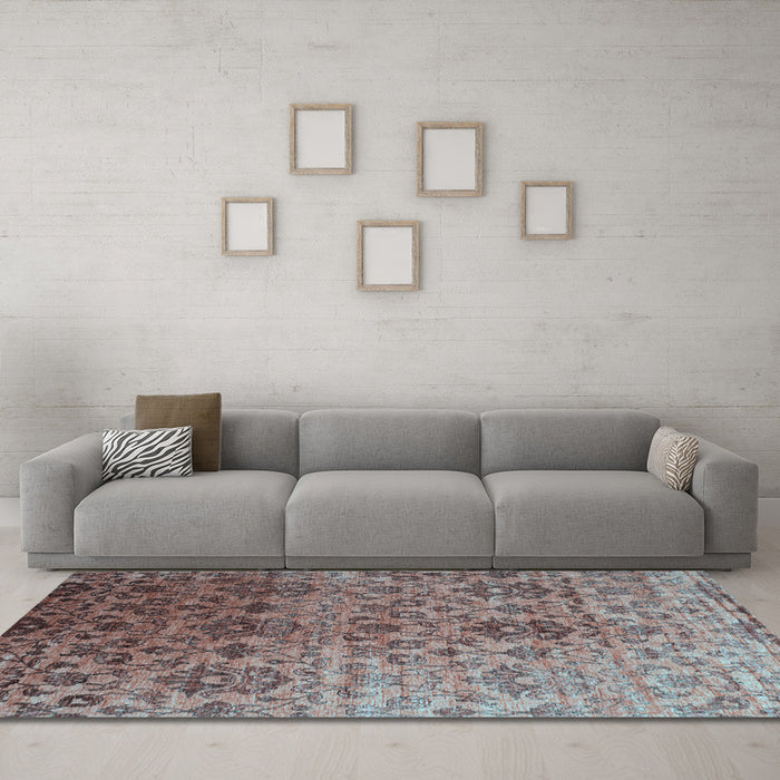 Machine Washable Abstract Light Blue Contemporary Rug in a Living Room, wshcon834lblu