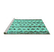 Sideview of Machine Washable Abstract Turquoise Contemporary Area Rugs, wshcon835turq