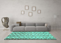 Machine Washable Abstract Turquoise Contemporary Rug, wshcon835turq