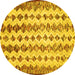 Round Abstract Yellow Contemporary Rug, con835yw