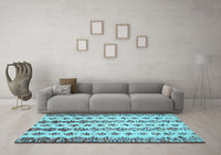 Machine Washable Abstract Light Blue Contemporary Rug, wshcon835lblu