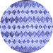 Round Abstract Blue Contemporary Rug, con835blu