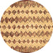 Round Machine Washable Abstract Brown Contemporary Rug, wshcon835brn