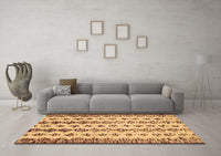 Machine Washable Abstract Brown Contemporary Rug, wshcon835brn
