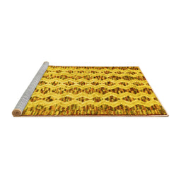 Sideview of Machine Washable Abstract Yellow Contemporary Rug, wshcon835yw