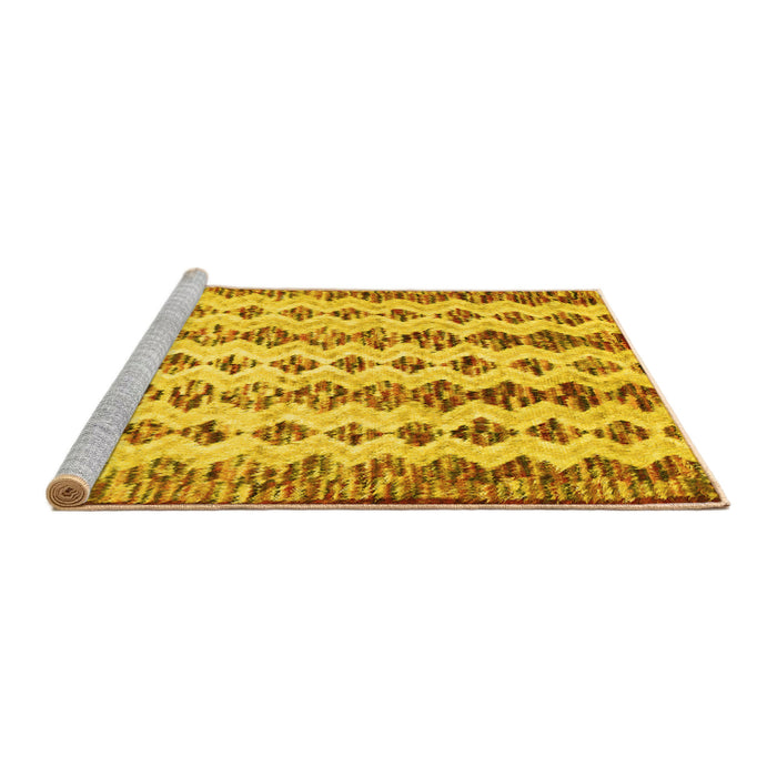 Sideview of Machine Washable Abstract Yellow Contemporary Rug, wshcon835yw