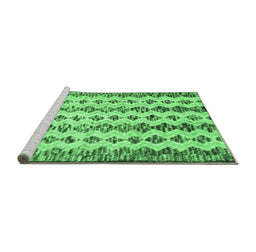 Sideview of Machine Washable Abstract Emerald Green Contemporary Area Rugs, wshcon835emgrn