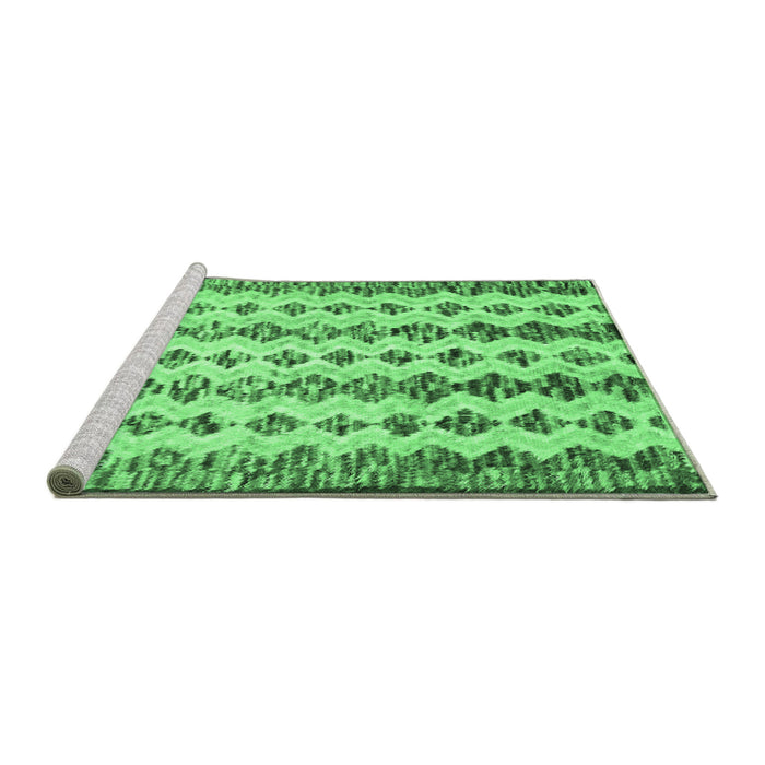 Sideview of Machine Washable Abstract Emerald Green Contemporary Area Rugs, wshcon835emgrn