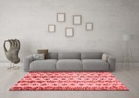 Machine Washable Abstract Red Contemporary Rug, wshcon835red