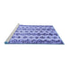 Sideview of Machine Washable Abstract Blue Contemporary Rug, wshcon835blu