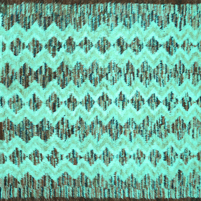 Square Abstract Turquoise Contemporary Rug, con835turq