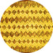 Round Machine Washable Abstract Yellow Contemporary Rug, wshcon835yw