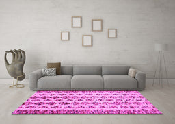 Machine Washable Abstract Pink Contemporary Rug in a Living Room, wshcon835pnk