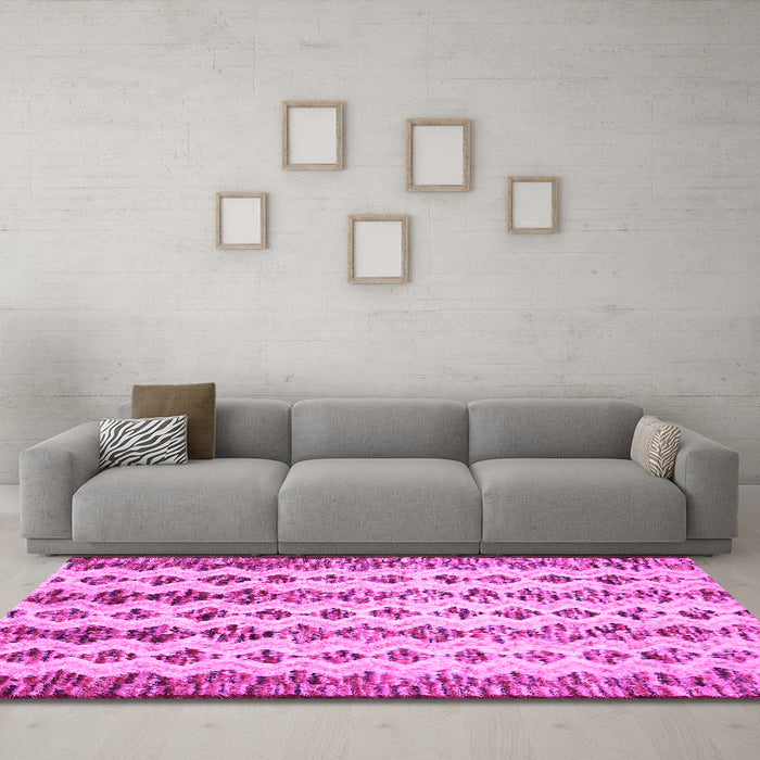 Machine Washable Abstract Pink Contemporary Rug in a Living Room, wshcon835pnk