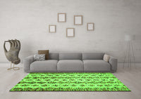 Machine Washable Abstract Green Contemporary Rug, wshcon835grn