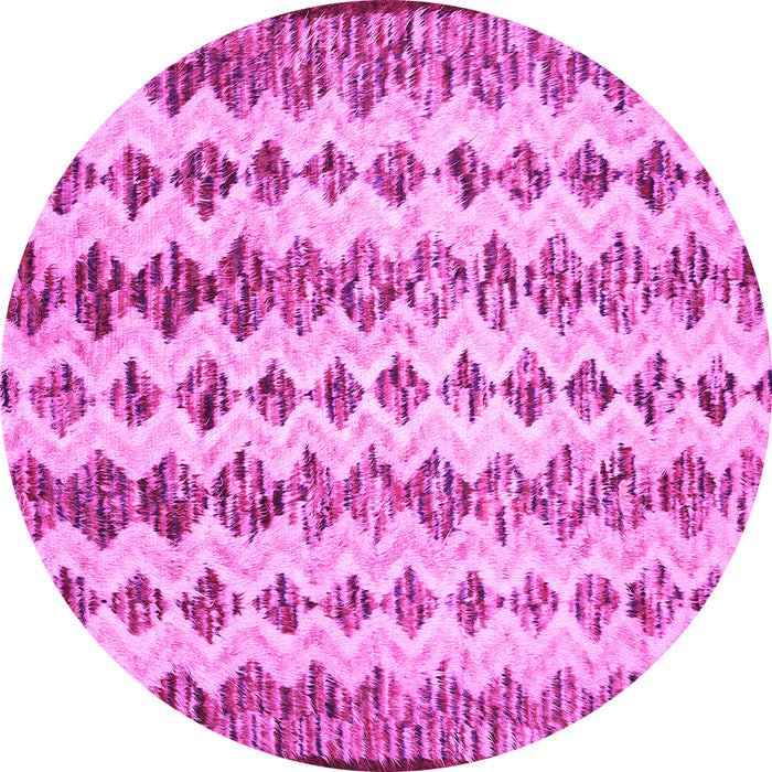 Round Machine Washable Abstract Pink Contemporary Rug, wshcon835pnk