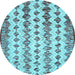 Round Machine Washable Abstract Light Blue Contemporary Rug, wshcon835lblu