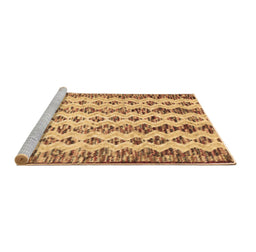 Sideview of Machine Washable Abstract Brown Contemporary Rug, wshcon835brn