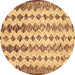 Round Abstract Brown Contemporary Rug, con835brn