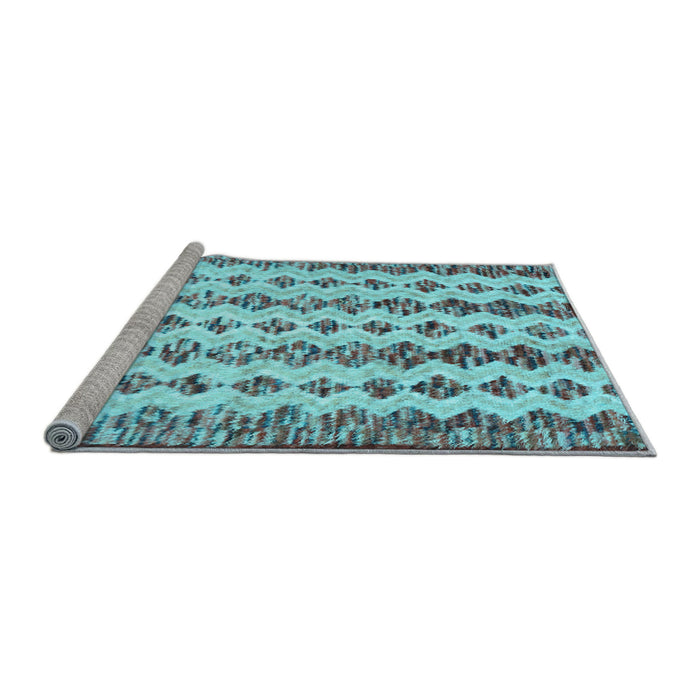 Sideview of Machine Washable Abstract Light Blue Contemporary Rug, wshcon835lblu