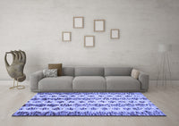 Machine Washable Abstract Blue Contemporary Rug, wshcon835blu