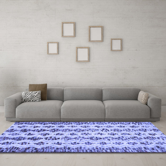 Machine Washable Abstract Blue Contemporary Rug in a Living Room, wshcon835blu