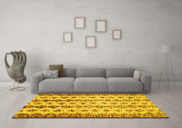 Machine Washable Abstract Yellow Contemporary Rug, wshcon835yw